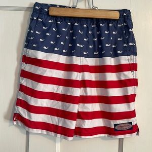 Boys vineyard vines flag bathing suit.  EUC
